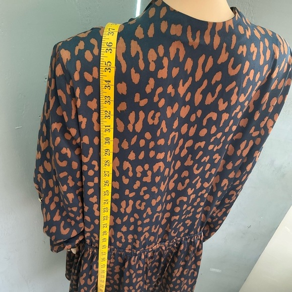 RACHEL Rachel Roy Faux Wrap Cheetah Black and Brown Long Sleeve Dress - Picture 7 of 14